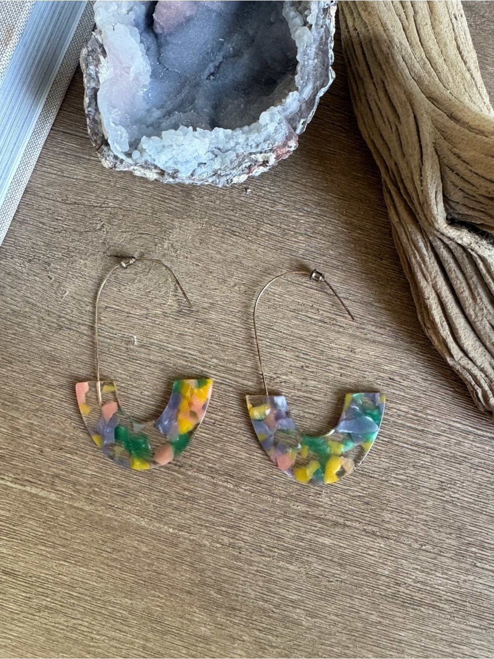 Colorful Resin Arch Hoop Earrings Statement Acrylic Multicolor